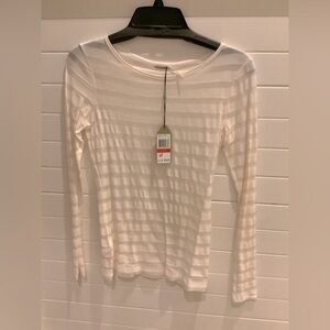 NWT Max Studio Cream Long Sleeve Scoop Neck Top XS